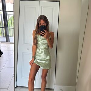 Sleek Light Green Satin Dress
